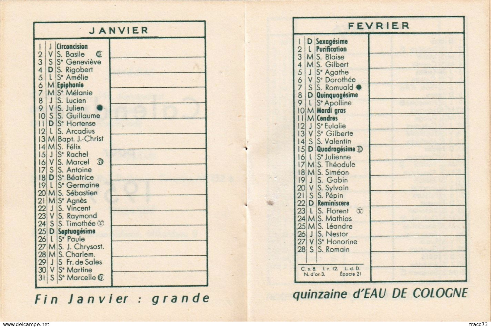 CORYSE SALOME  CREATION - PARIS  /   Calendrier Pour 1959 _ Formato 6 X 8 Cm - Petit Format : 1941-60