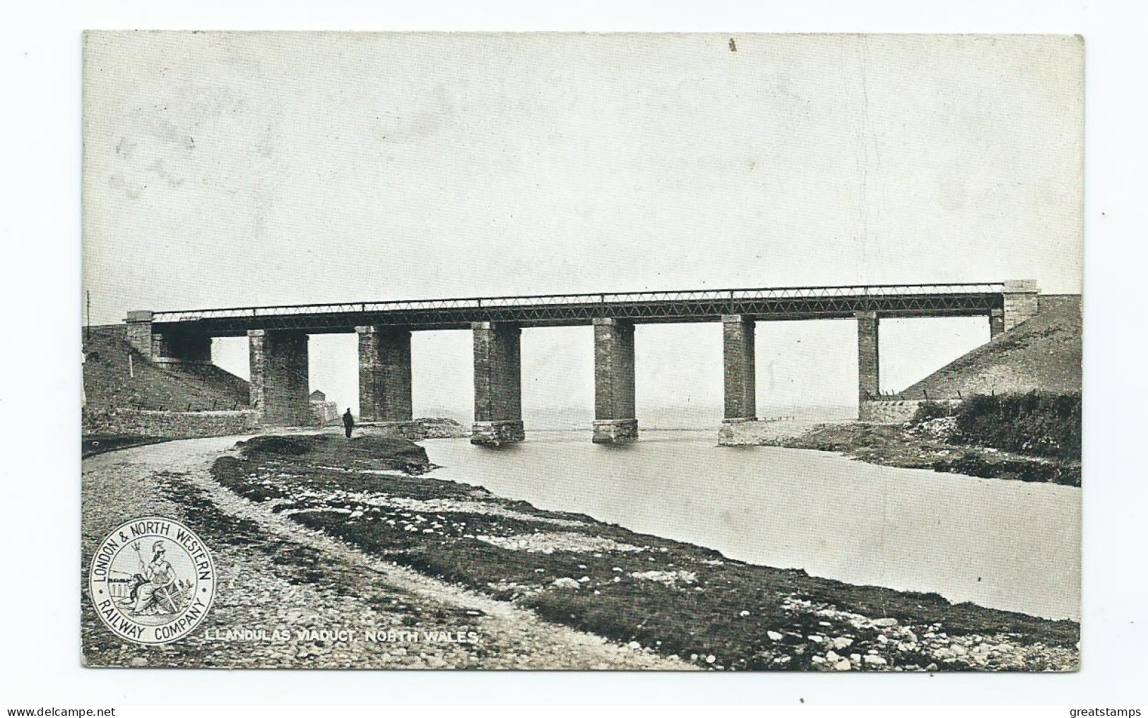 Railway   Postcard  Conwy Wales Llandulas Viaduct .north Wales . London And North Western Railway 1906 - Ouvrages D'Art