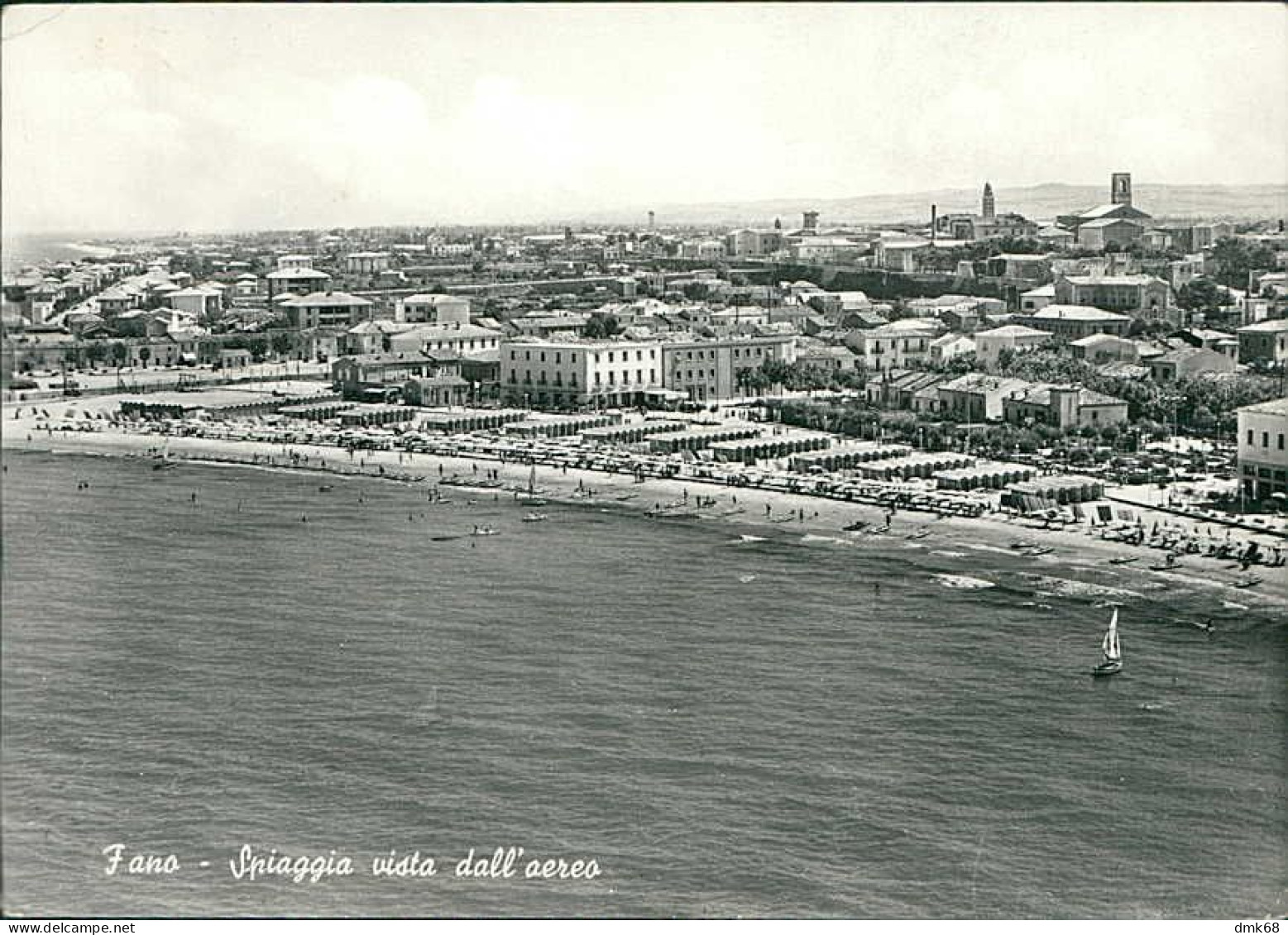 FANO - SPIAGGIA VISTA DALL'AEREO - EDIZIONE ALTEROCCA - SPEDITA 1955 (15675) - Fano