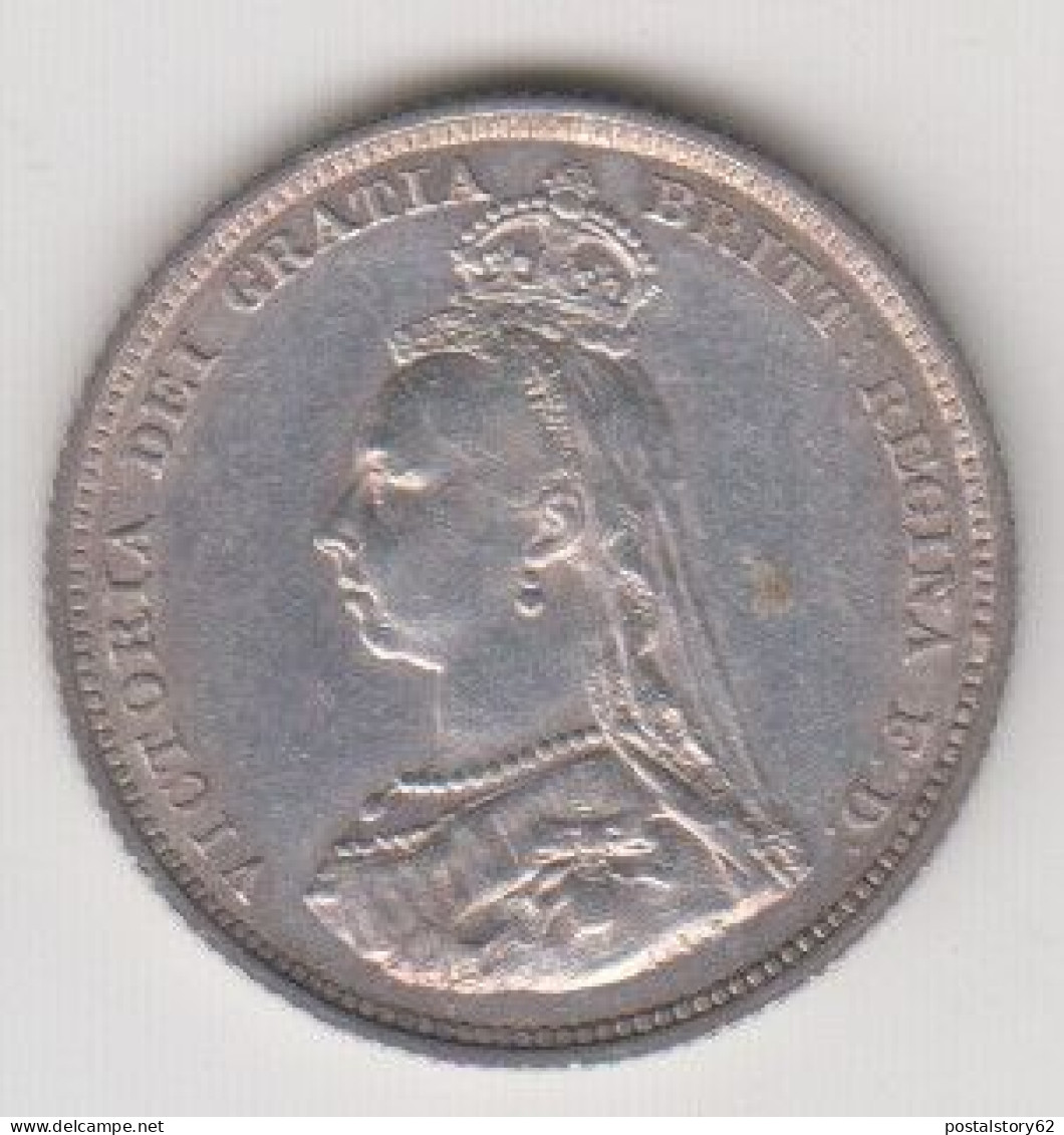 Gran Bretagna, Regina Vittoria Scellino Arg. 1887 QFDC/FDC Bella Patina Da Vecchia Collezione - I. 1 Shilling