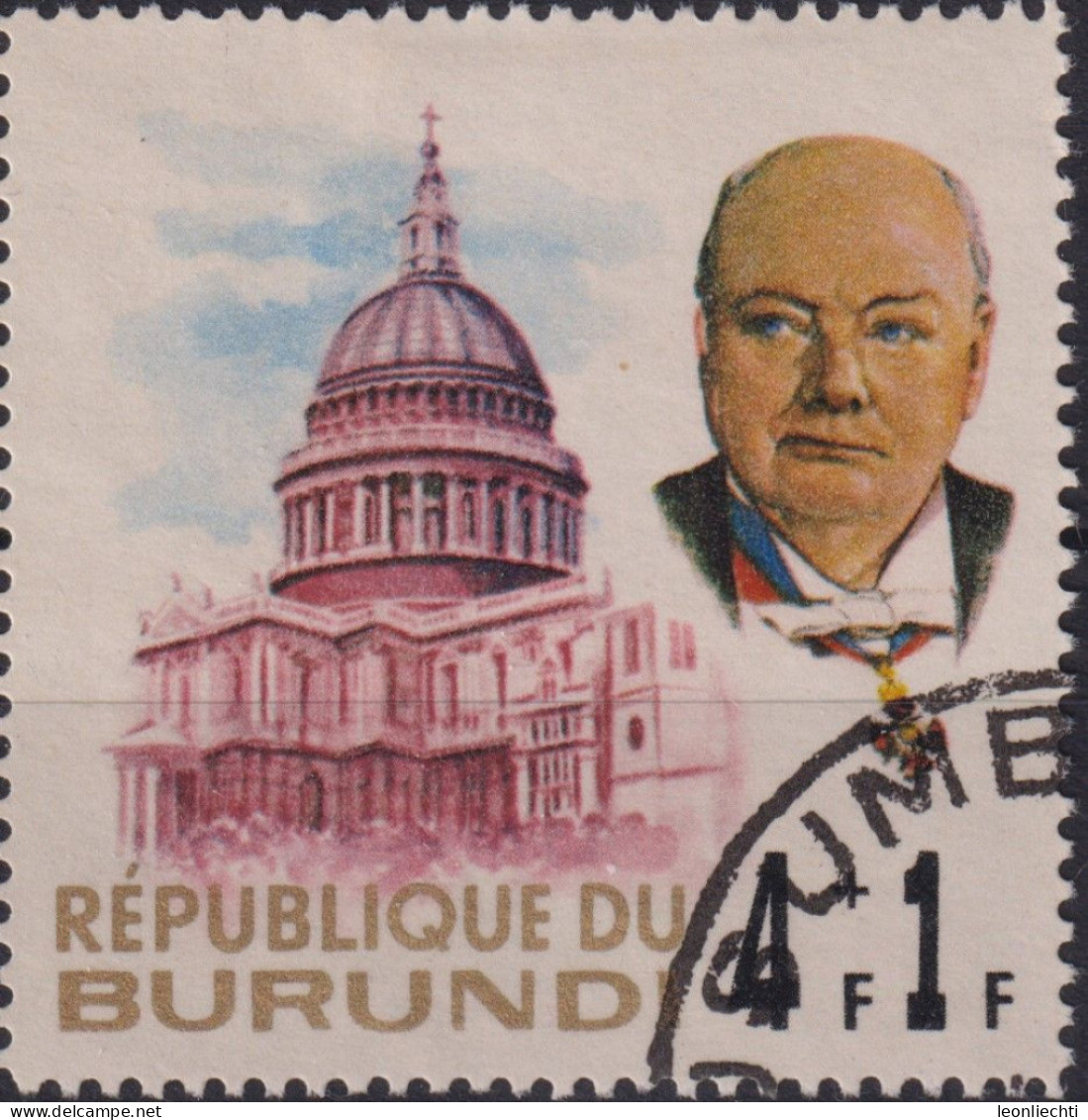 1967 Burundi, Mi:BI 315, Sn:BI B28, Yt:BI 214, Churchill Und St. Paul's - Gebruikt