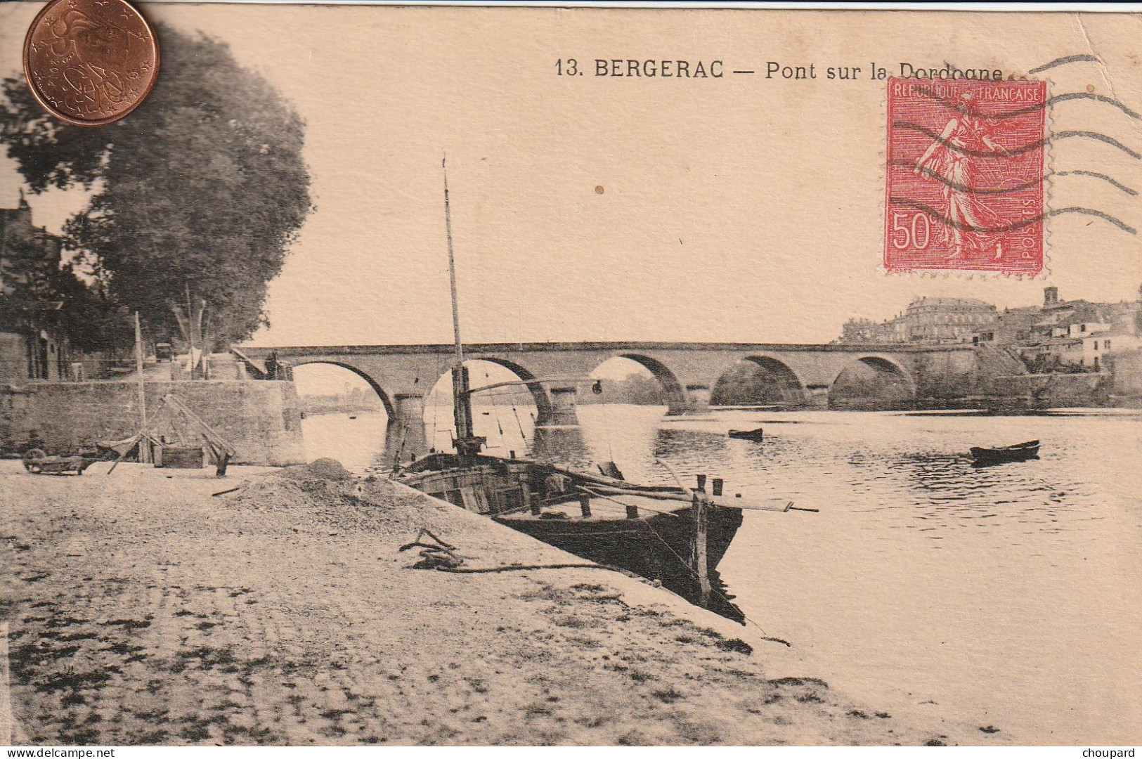 24 - Carte Postale Ancienne De  BERGERAC   Pont Sur La Dordogne - Bergerac