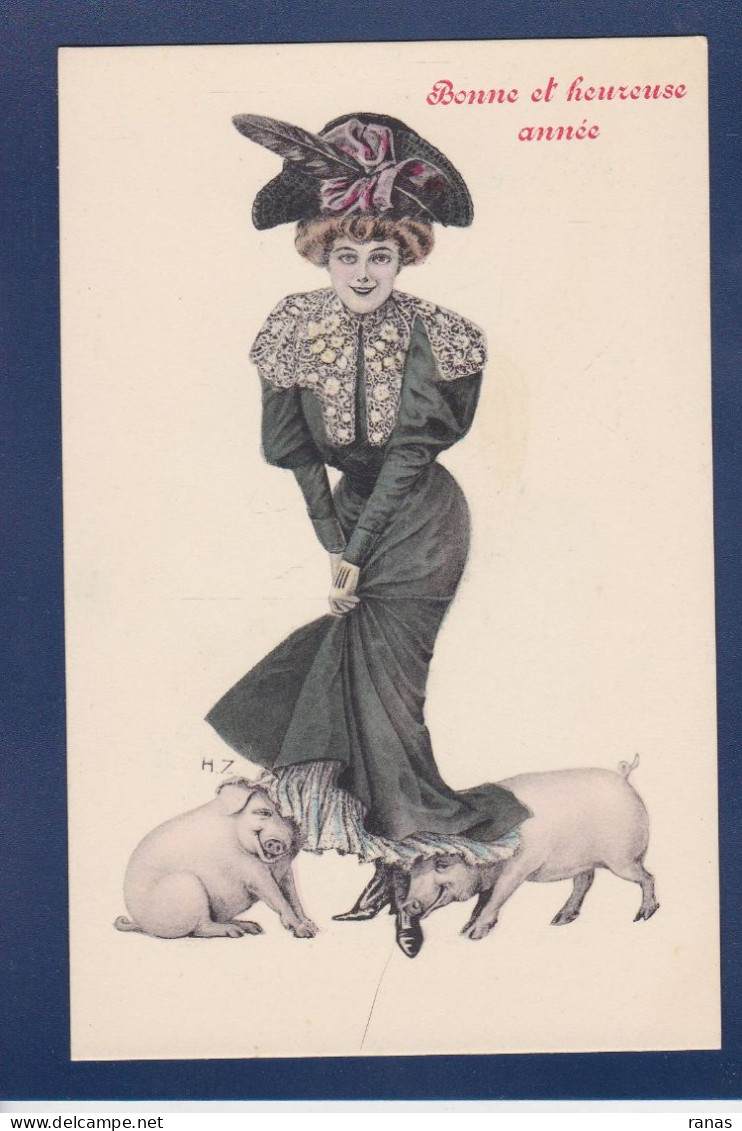 CPA Cochon Avec Femme Pig Suggestif érotisme Non Circulé - Pigs