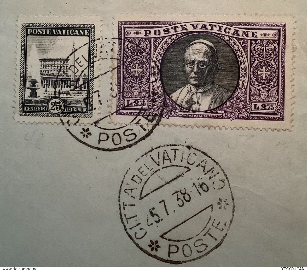 Sa.31, 23 1933 2,75L (Sa.380€) 1938 Lettera>Morlanwelz Belgique (Vatican Vaticano Cover Lettre Italy Italia - Storia Postale
