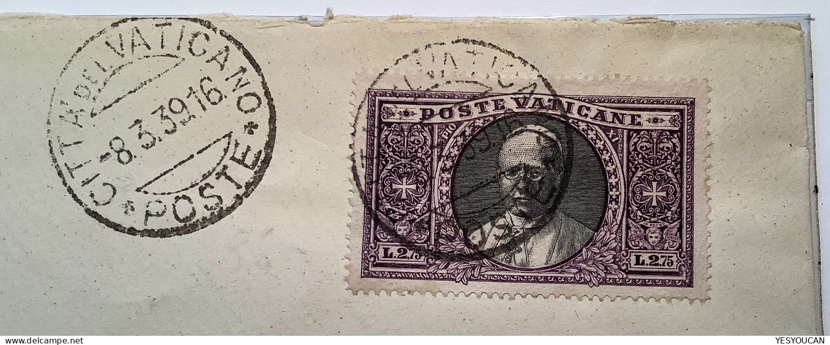 Sa.31 1933 2,75L (Sa.380€) 1939 Lettera>Pesek CZ  (Vatican Vaticano Cover Lettre Italy Italia - Briefe U. Dokumente