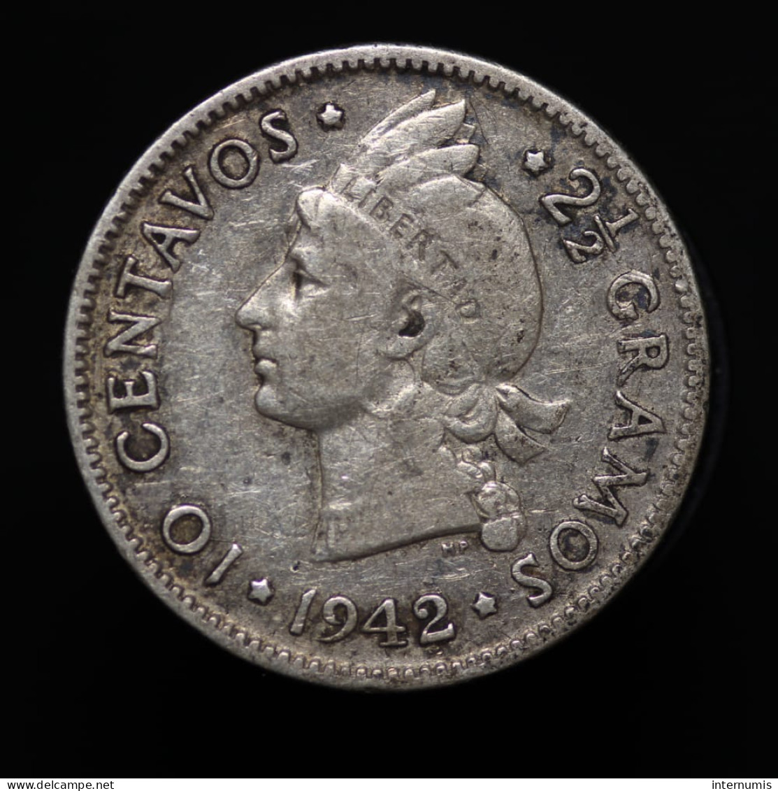 République Dominicaine / Dominican Republic, 10 Centavos, 1942, Argent (Silver), TB+ (VF), KM#19 - Dominicaanse Republiek