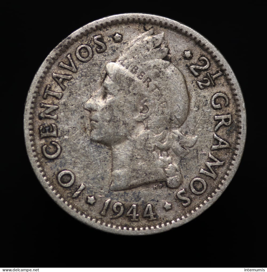 République Dominicaine / Dominican Republic, , 10 Centavos, 1944, , Argent (Silver), TB+ (VF), KM#19 - Dominicaine