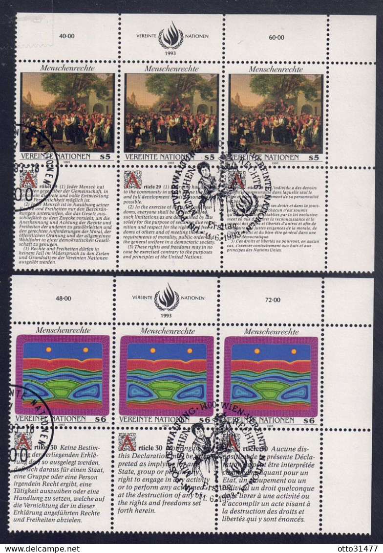 UNO Wien 1993 - Menschenrechte (V), Nr. 150 - 151 Zd., Gestempelt / Used - Oblitérés