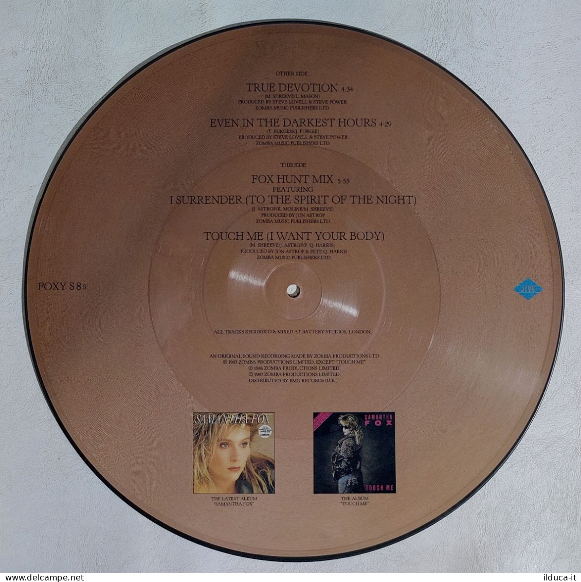 I114373 LP 33 Giri Picture Disc - Samantha Fox - True Devotion - Zomba 1987 - Editions Limitées