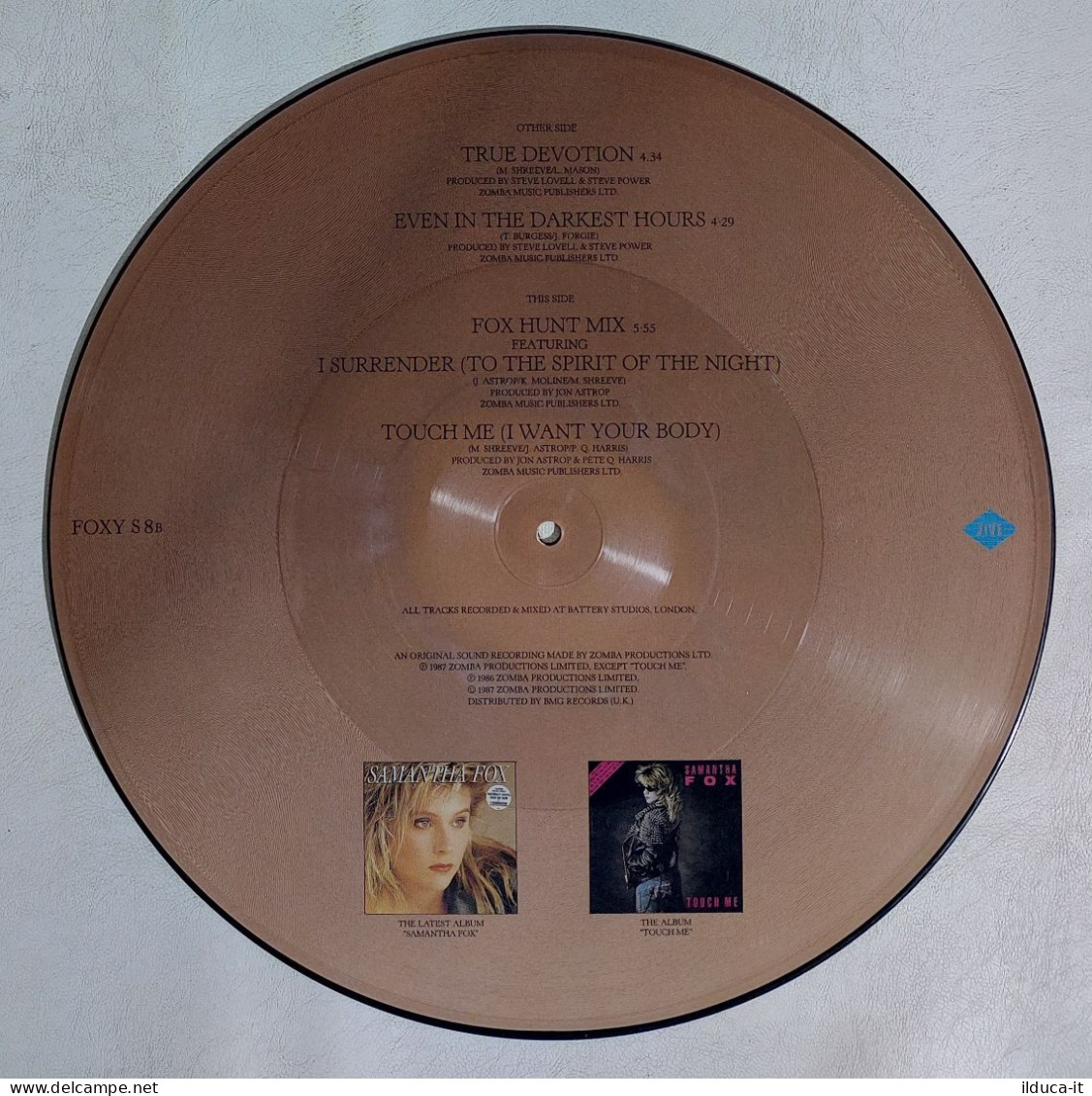 I114375 LP 33 Giri Picture Disc - Samantha Fox - True Devotion - Zomba 1987 - Limitierte Auflagen