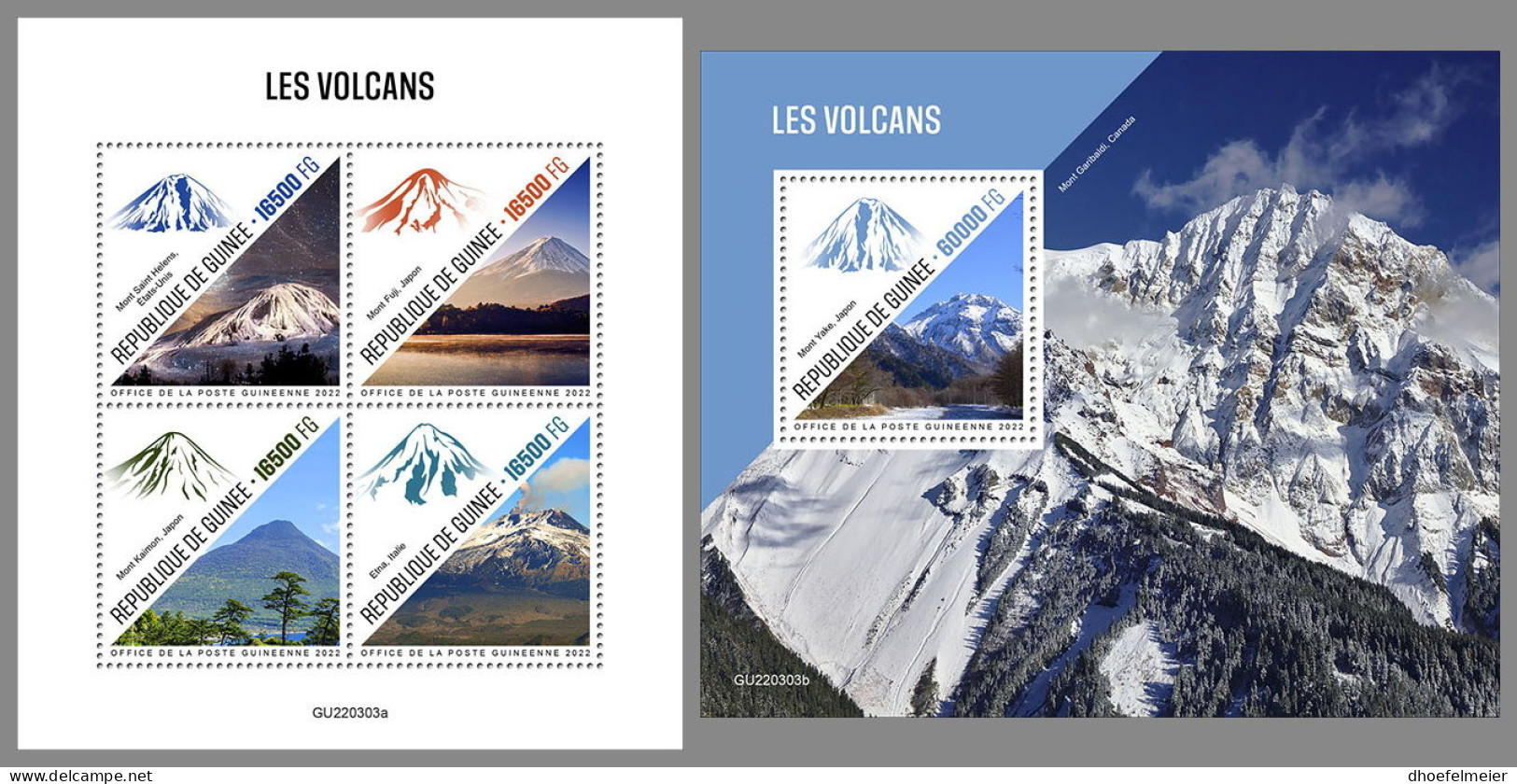 GUINEA REP. 2022 MNH Volcanoes Vulkane Volcans M/S+S/S - OFFICIAL ISSUE - DHQ2319 - Volcanes