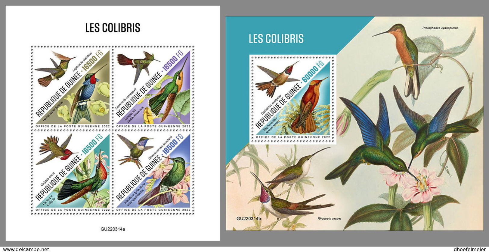 GUINEA REP. 2022 MNH Hummingbirds Kolibris Colibris M/S+S/S - OFFICIAL ISSUE - DHQ2319 - Colibris