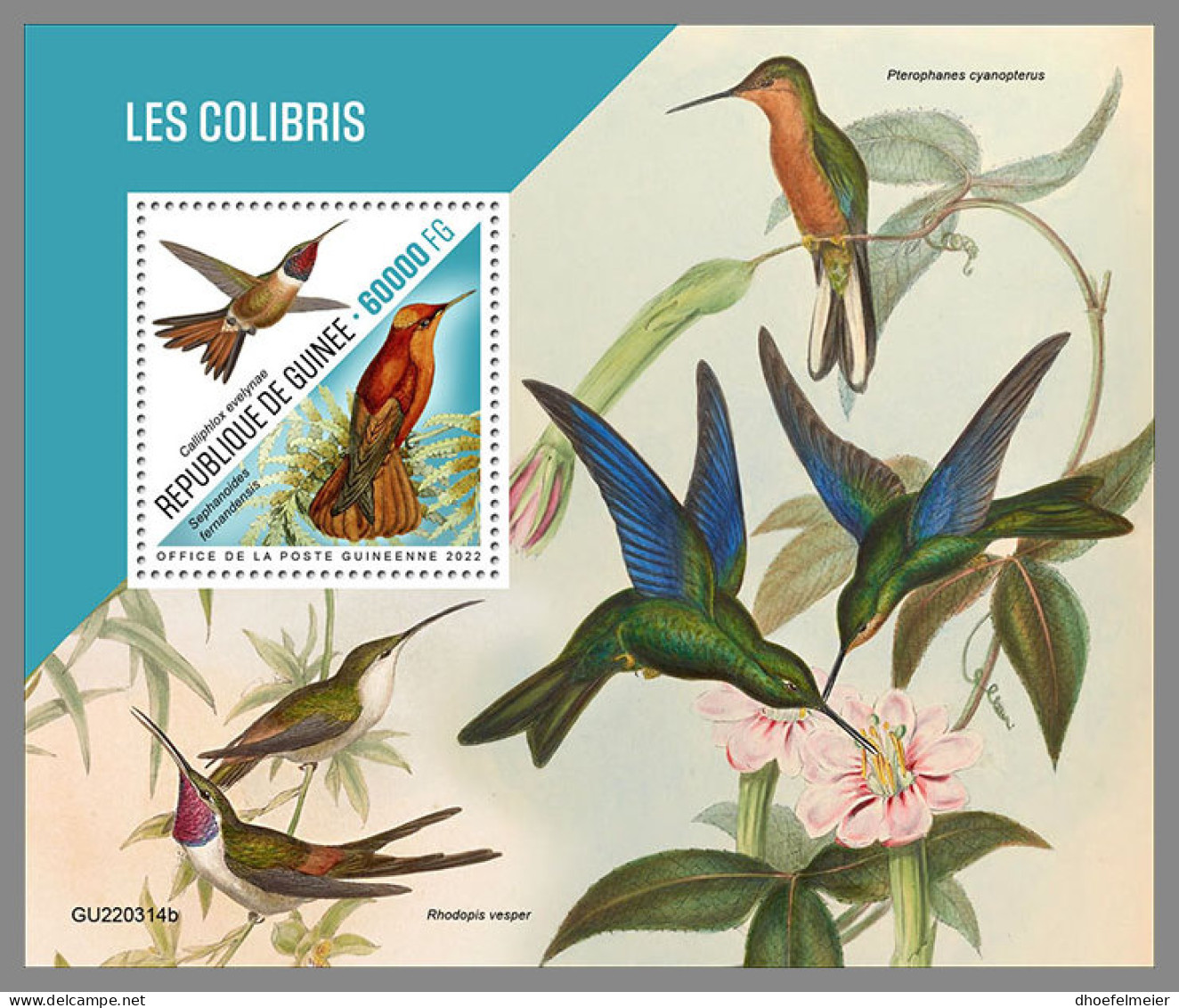 GUINEA REP. 2022 MNH Hummingbirds Kolibris Colibris S/S - IMPERFORATED - DHQ2319 - Kolibries