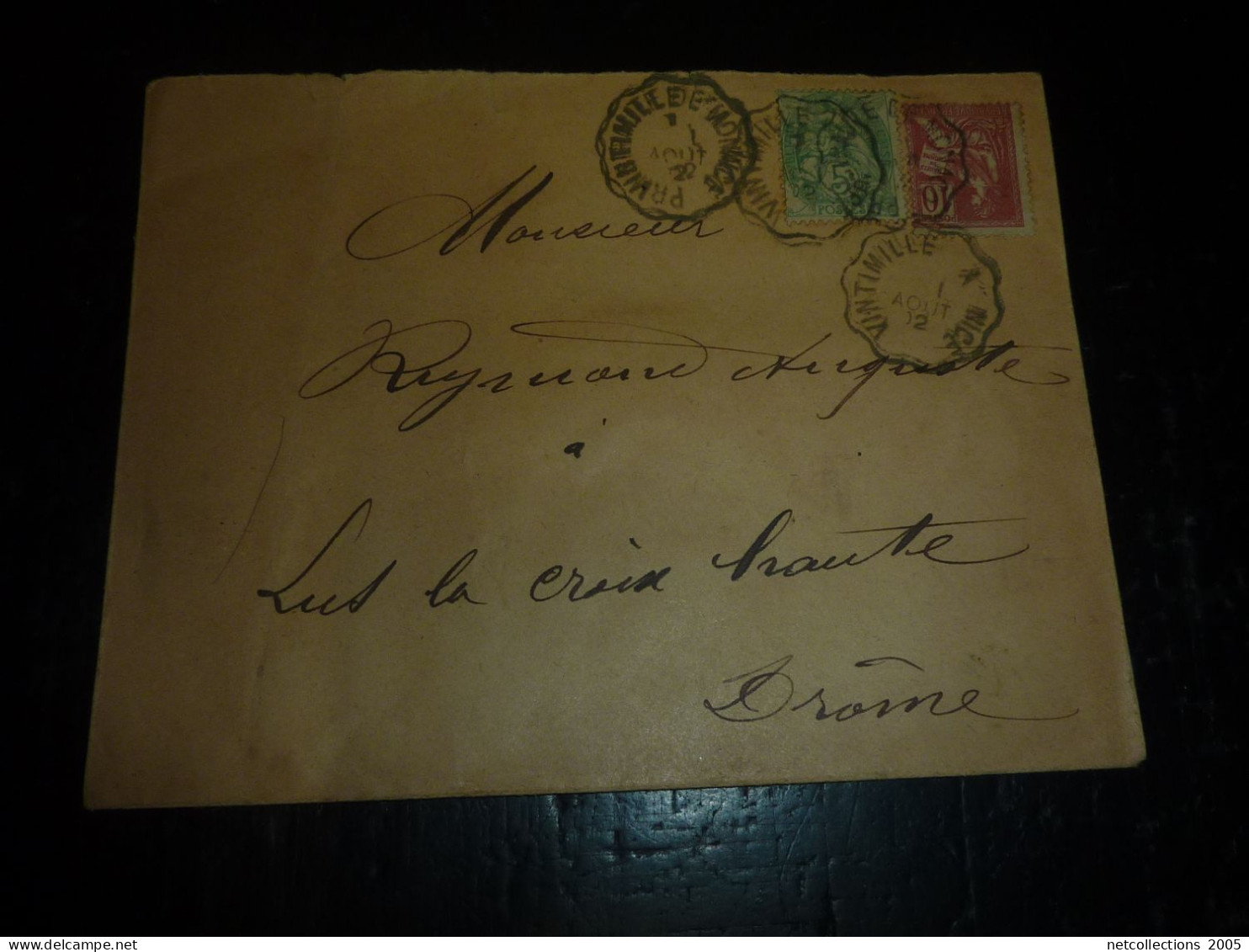 LETTRE DE MONACO Pour " LUS LA CROIX HAUTE " Du 1/08/1902 Arrivee Le 2/08/1902 Convoyeur De Ligne.... (05/23)F - Lettres & Documents