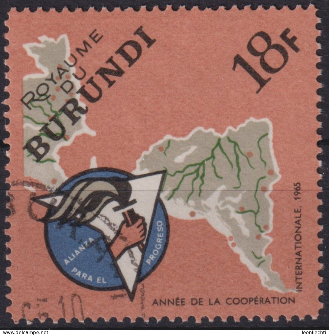 1965 Burundi Mi:BI 197A, Sn:BI 138, Yt:BI 165, Das Emblem Amerikas, Jahr Der Internationalen Zusammenarbeit - Oblitérés