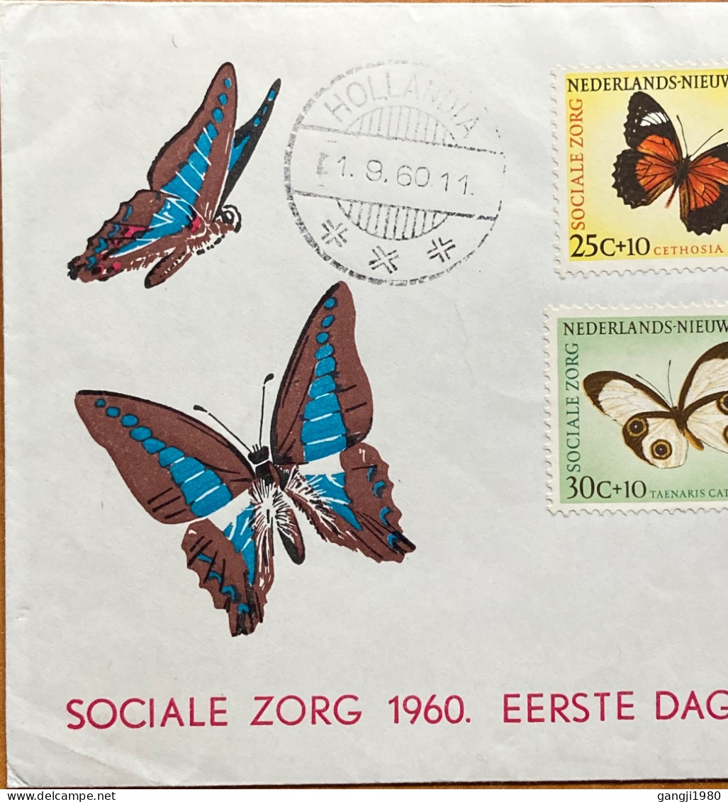 NEDERLAND NEW GUINEA 1960, FDC COVER, USED TO USA, ILLUSTRATE, 4 DIFFERENT  BUTTERFLIES, HOLLANDIA CITY CANCEL. - Netherlands New Guinea
