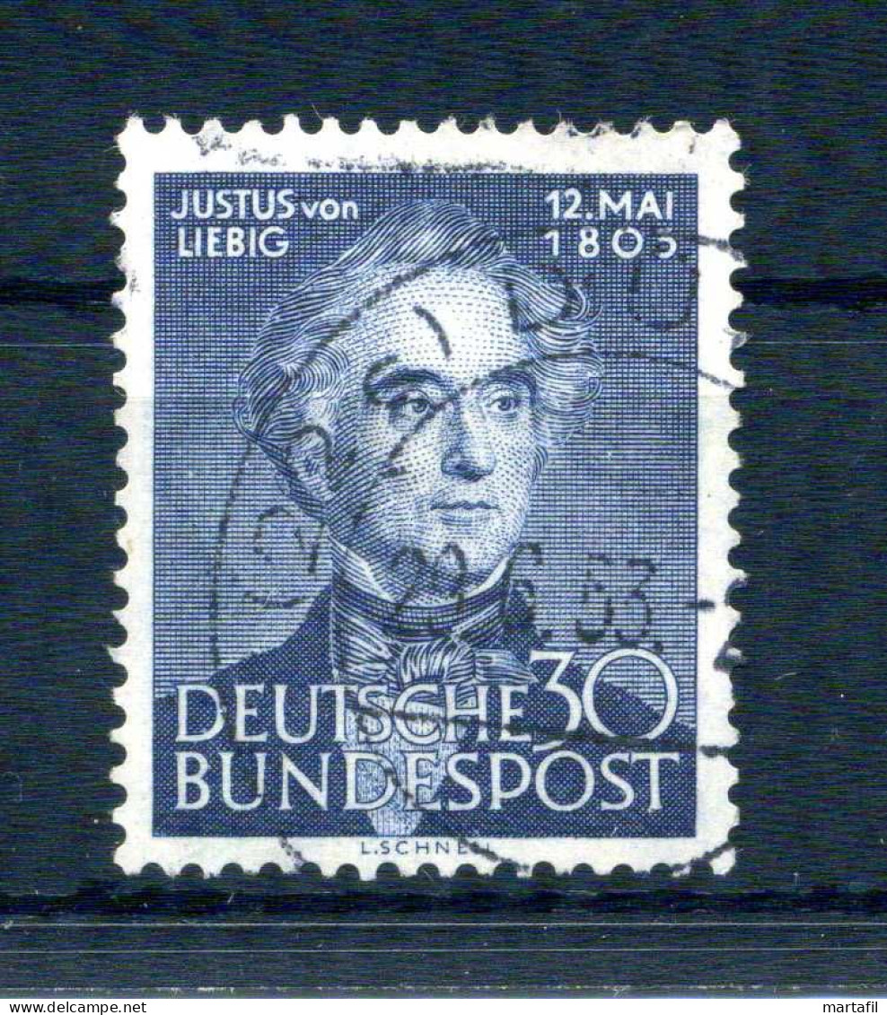 1953 Germania Repubblica Federale Tedesca RFT SET USATO 52 Justus Von Liebig, Chimico E Naturalista - Used Stamps