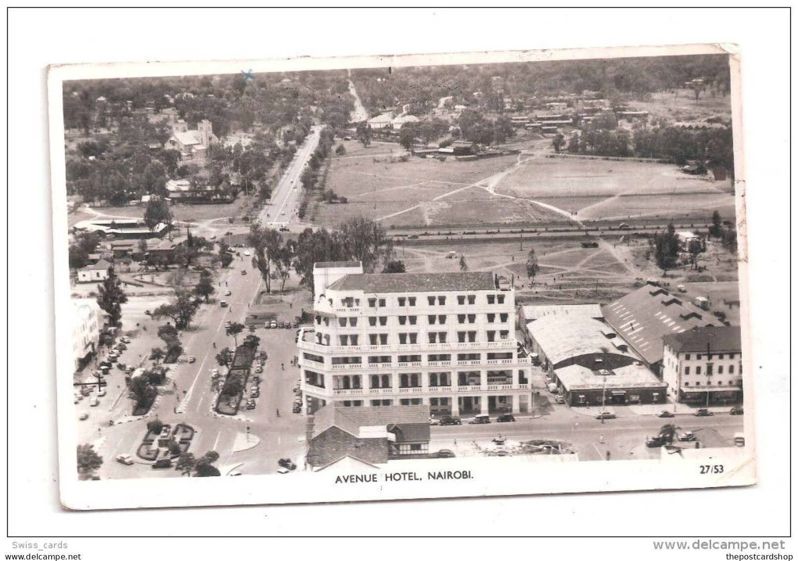 Aerial View Uganda Kenya Tanganyika USED STAMP Kenya Avenue Hotel NAIROBI 1950s Postcard - Kenia