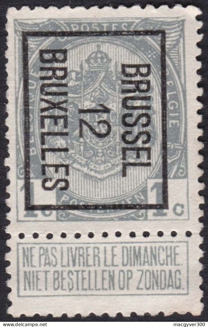 BELGIQUE, TYPO PRE21B  , Brussel 12 Bruxelles ( COB 81 (*) ) - Typografisch 1906-12 (Wapenschild)