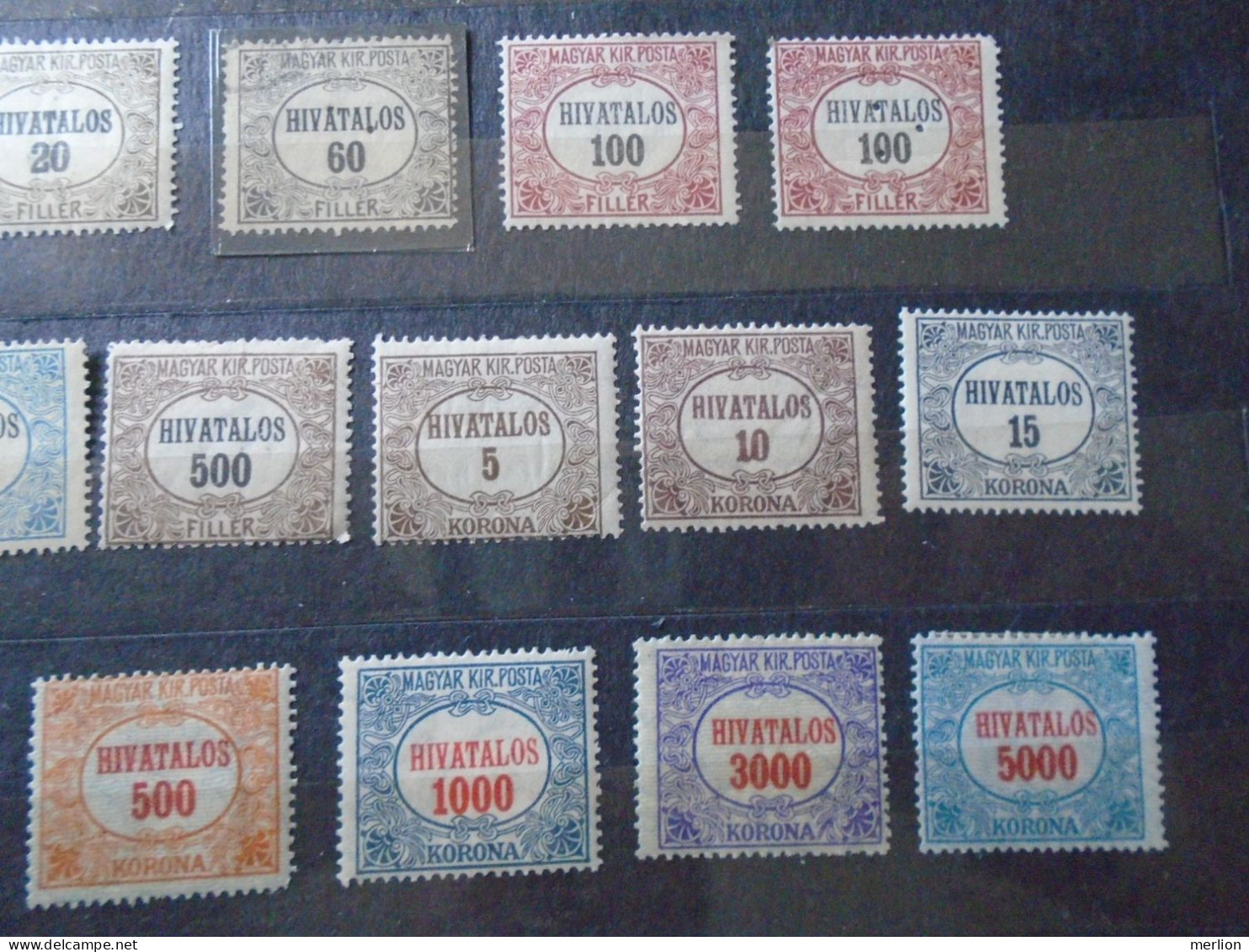 W519.28   Old Mainly Unused Stamps  Hungary,  HIVATALOS  Lot Of 28 - Some With 3 Holes Perfoations 1921 - Otros & Sin Clasificación