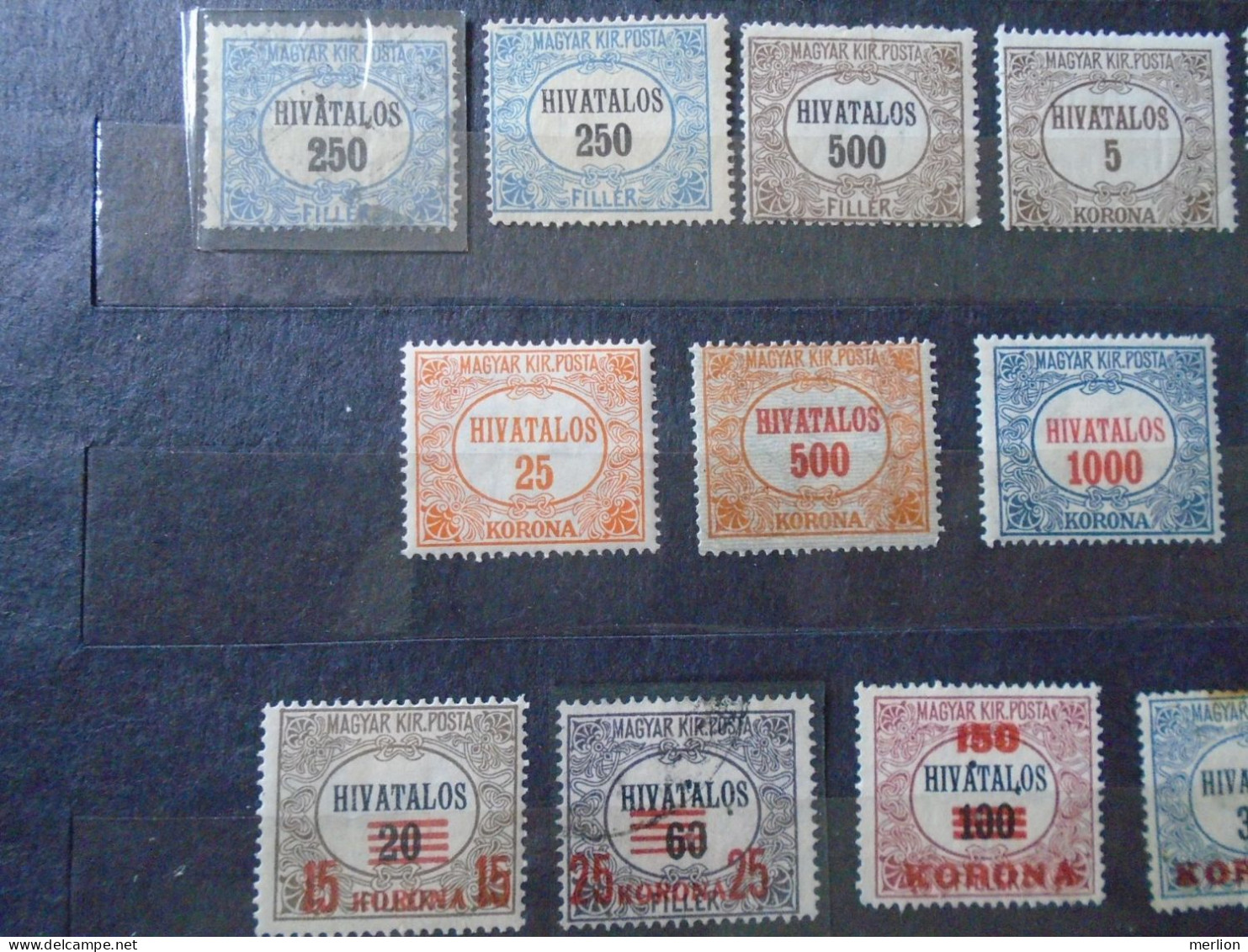 W519.28   Old Mainly Unused Stamps  Hungary,  HIVATALOS  Lot Of 28 - Some With 3 Holes Perfoations 1921 - Autres & Non Classés