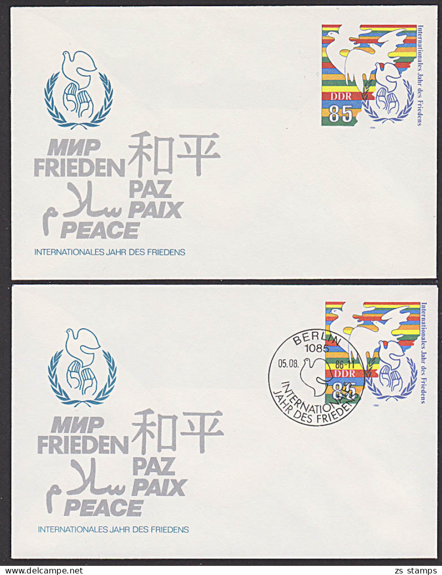 "Internationales Jahr Des Friedens" Pease Paz Paix 2 GA 85 Pf Friedenstauben - Briefomslagen - Gebruikt