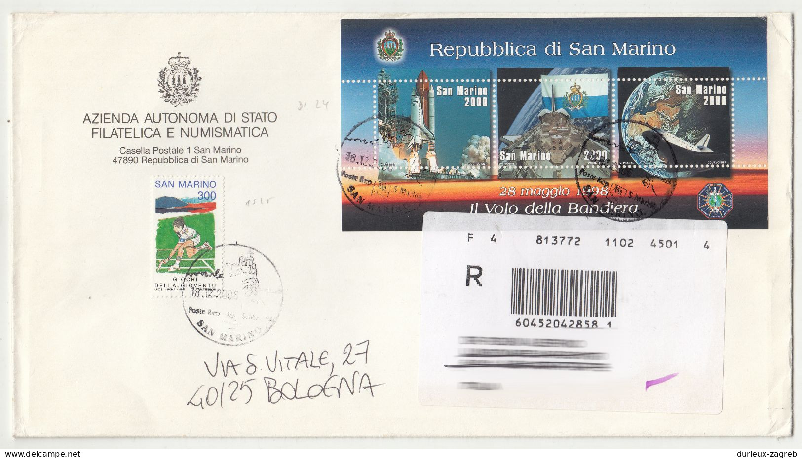 San Marino 4 Large Format Letter Covers Posted Registered 2006-2010 B230510 - Covers & Documents