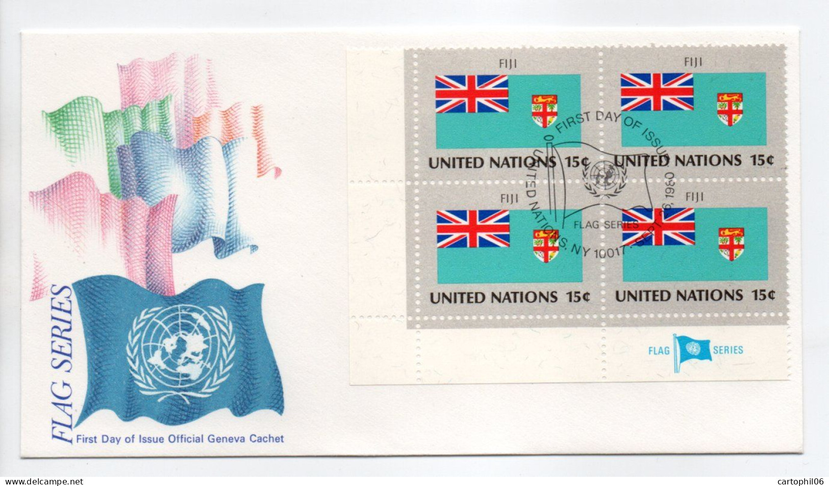 - FDC DRAPEAUX / FLAG FIJI - UNITED NATIONS 26.9.1980 - - Buste