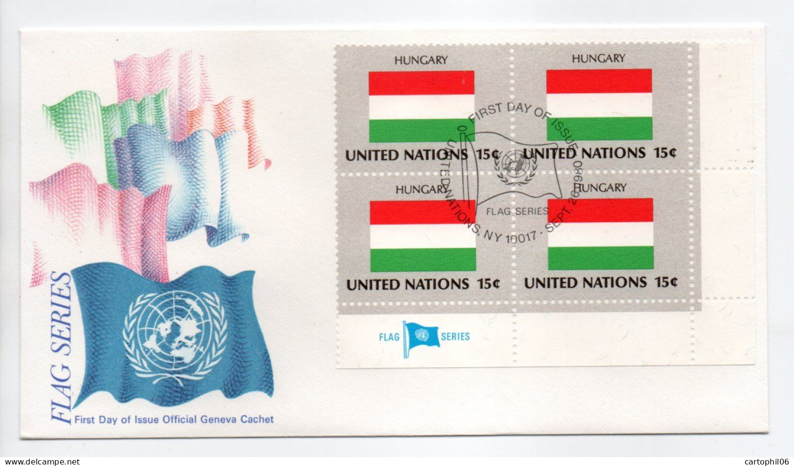 - FDC DRAPEAUX / FLAG HUNGARY - UNITED NATIONS 26.9.1980 - - Enveloppes