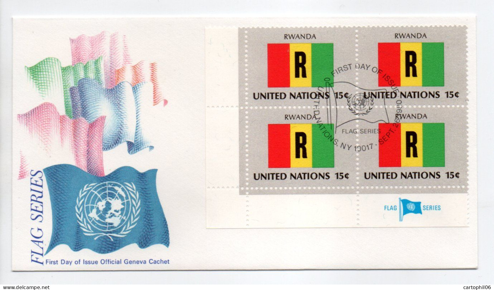 - FDC DRAPEAUX / FLAG RWANDA - UNITED NATIONS 26.9.1980 - - Omslagen