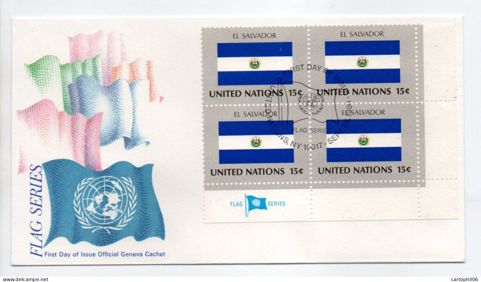 - FDC DRAPEAUX / FLAG EL SAVADOR - UNITED NATIONS 26.9.1980 - - Enveloppes