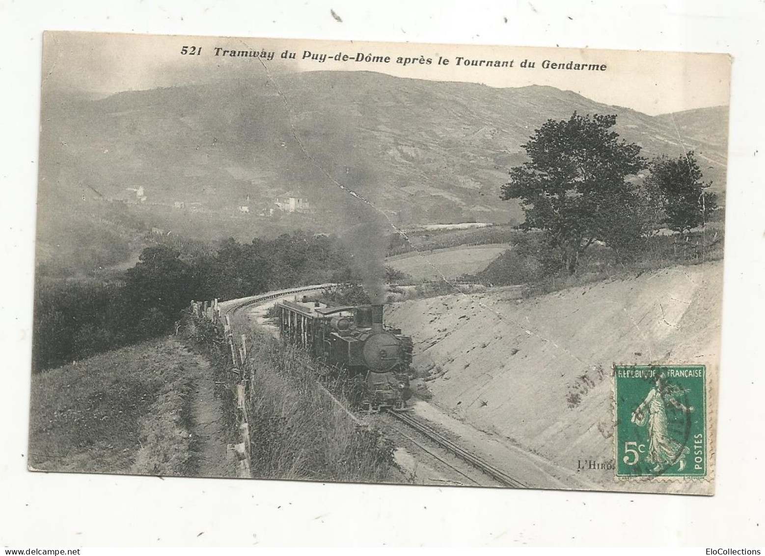 Cp, Chemin De Fer , TRAMWAY Du PUY DE DOME, 63, Aprés Le Tournant Du Gendarme, Voyagée 1910 - Strassenbahnen