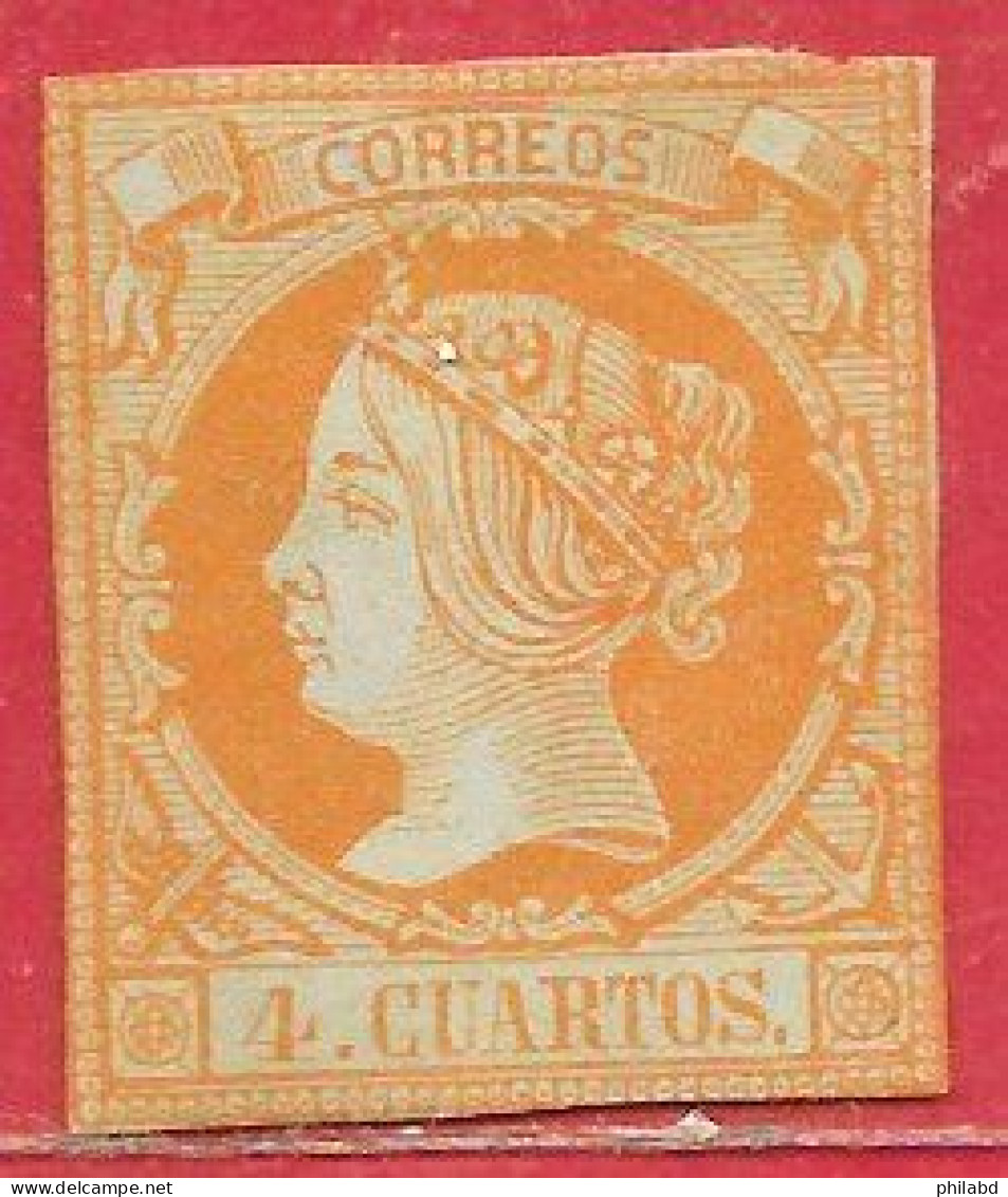 Espagne N°48 4c Orange Sur Vert Pâle 1860-61 (*) - Nuevos