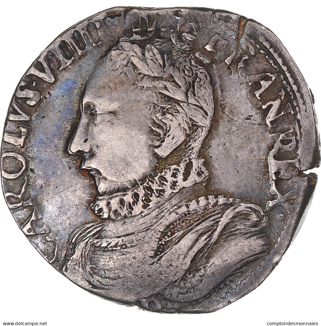 Monnaie, France, Charles IX, Teston Au Col Fraisé, 1575, Rouen, TTB, Argent - 1547-1559 Henry II