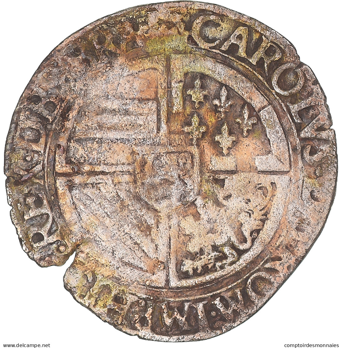 Monnaie, Pays-Bas Espagnols, Charles Quint, Gros, 1542-1555, Anvers, 2e émission - Spaanse Nederlanden