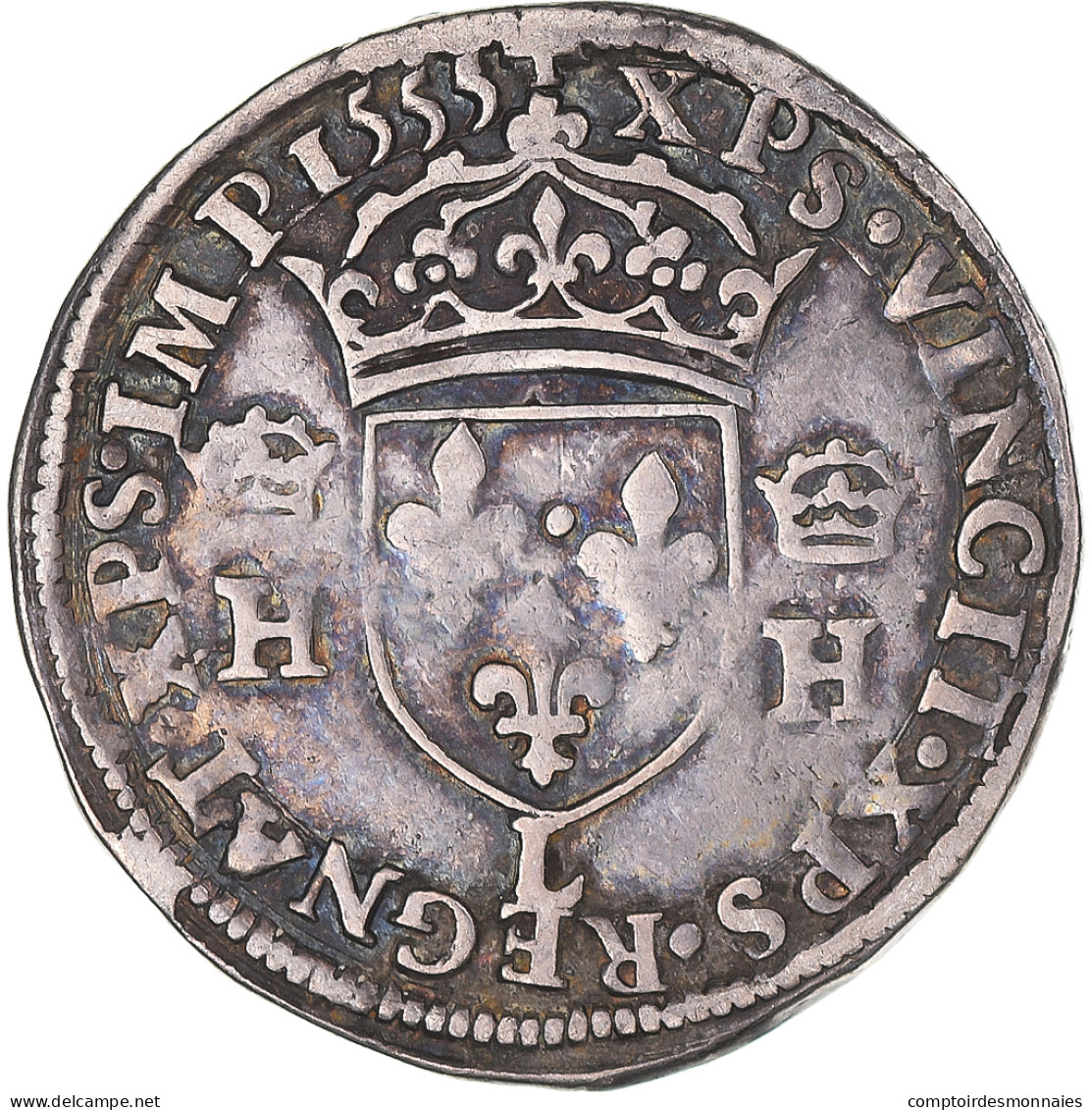 Monnaie, France, Henri II, 1/2 Teston à La Tête Nue, Buste A, 1555, Bayonne - 1547-1559 Henri II