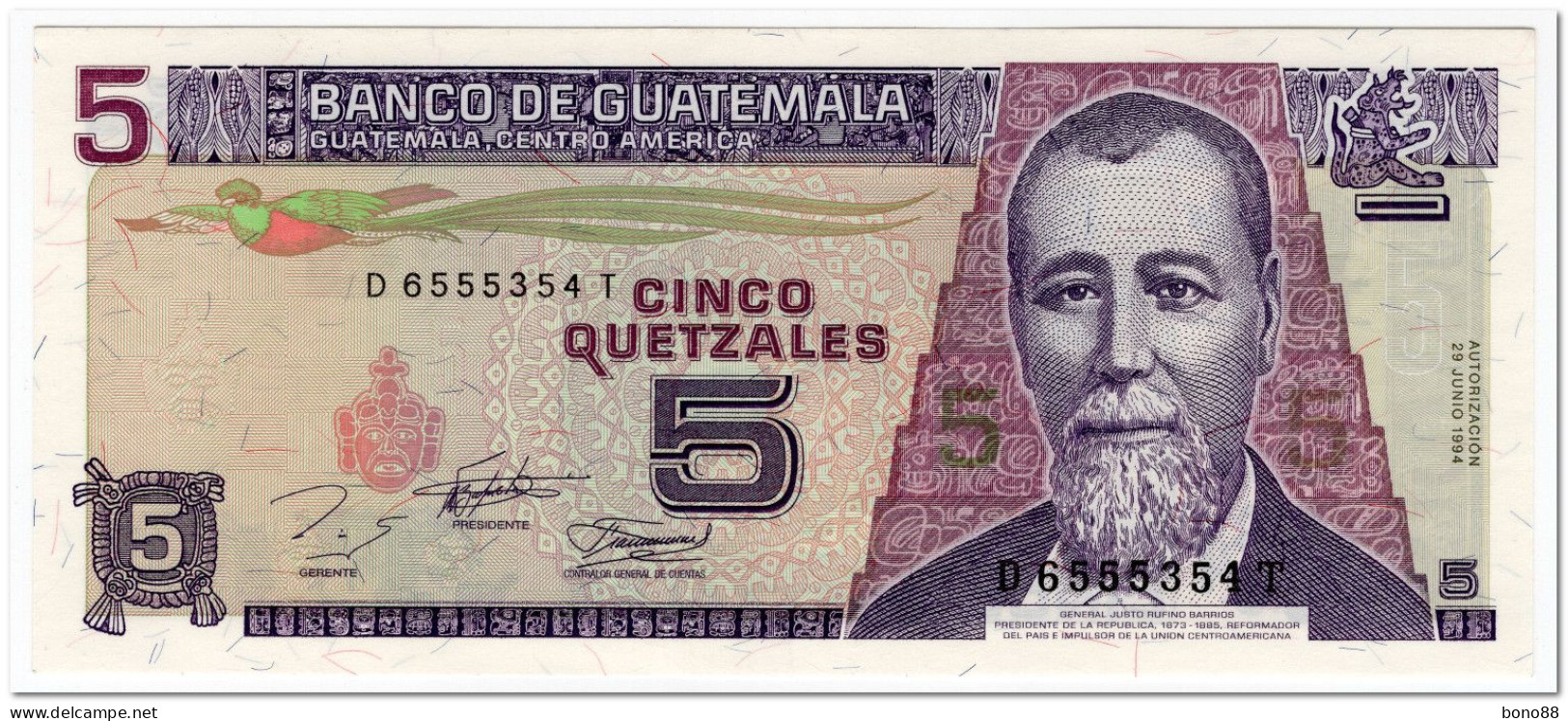 GUATEMALA,5 QUETZALES,1994,P.92,UNC - Guatemala