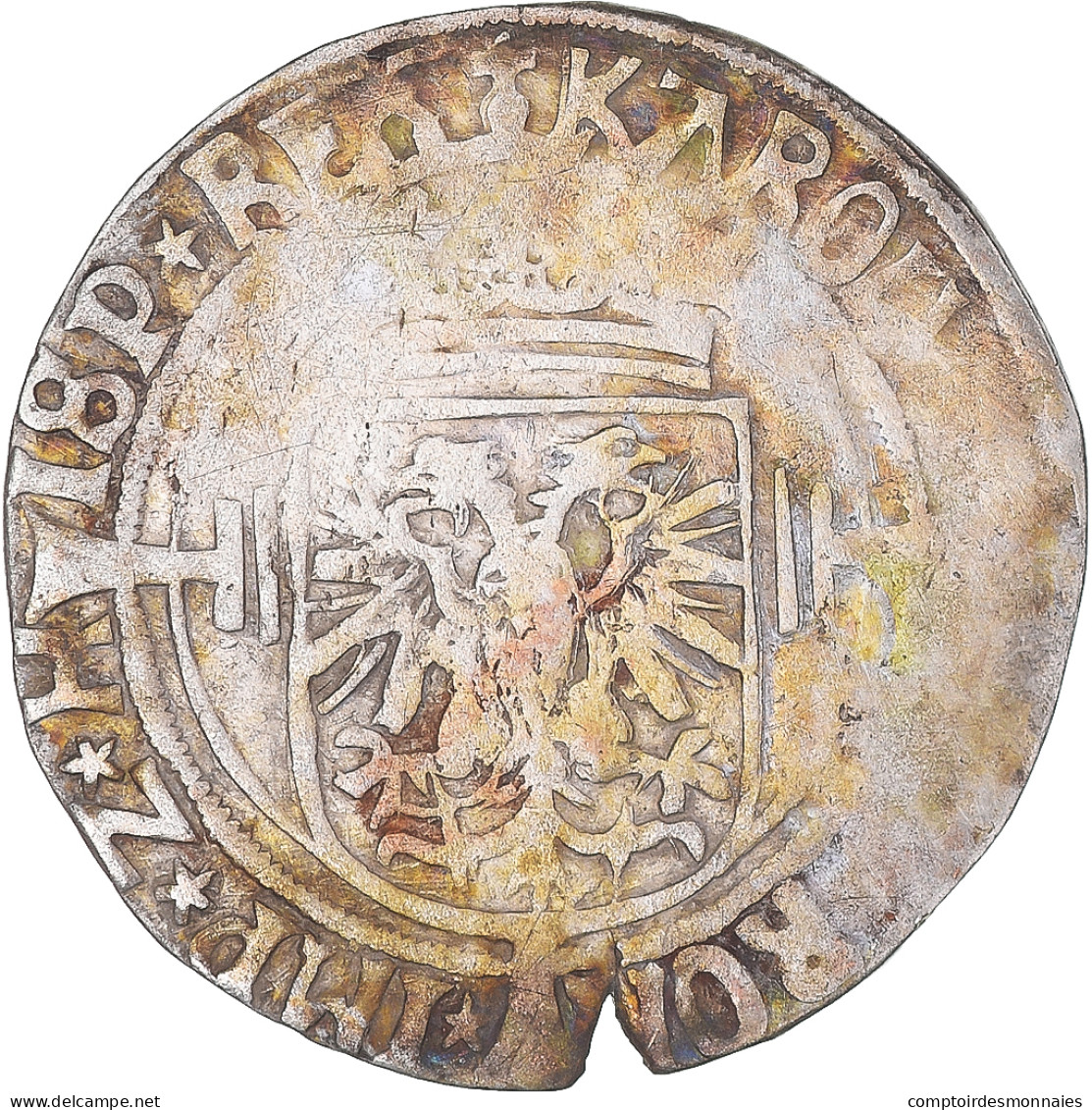 Monnaie, Pays-Bas Espagnols, Charles Quint, 1/2 Réal, 1521-1555, TB+, Billon - Spanish Netherlands