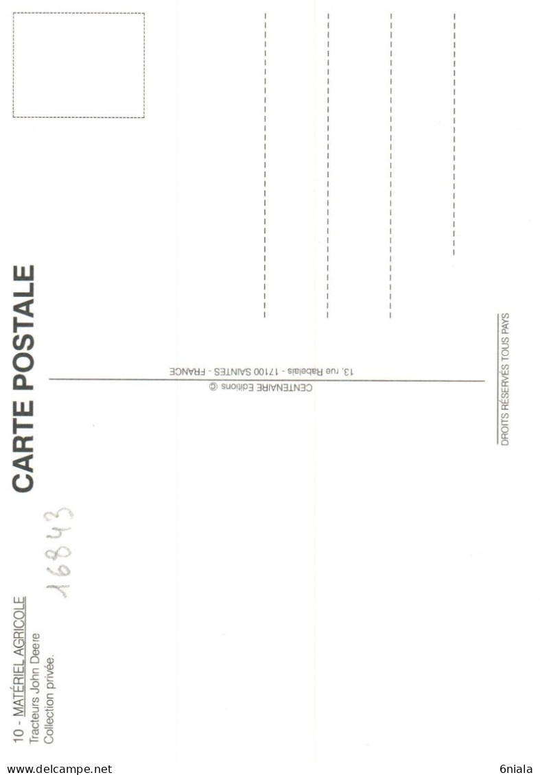 16843 JOHN  DEERE TRACTEUR GENERAL PURPOSE TRACTOR Matériel Agricole N° 10  éditions Centenaire .  (Recto Verso) - Tractors