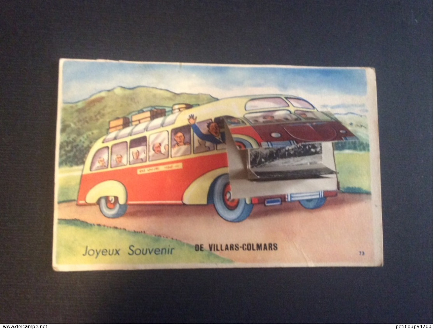 CARTE POSTALE A SYSTÈME  Joyeux Souvenir  AUTOBUS  Villars-Colmars - A Systèmes