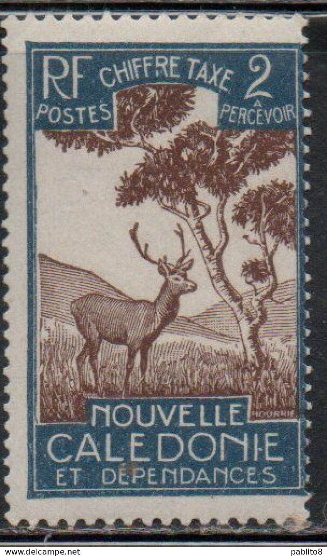 NOUVELLE CALEDONIE NEW NUOVA CALEDONIA 1928 POSTAGE DUE STAMPS TAXE SEGNATASSE MALAYAN SAMBAR 2c MNH - Strafport