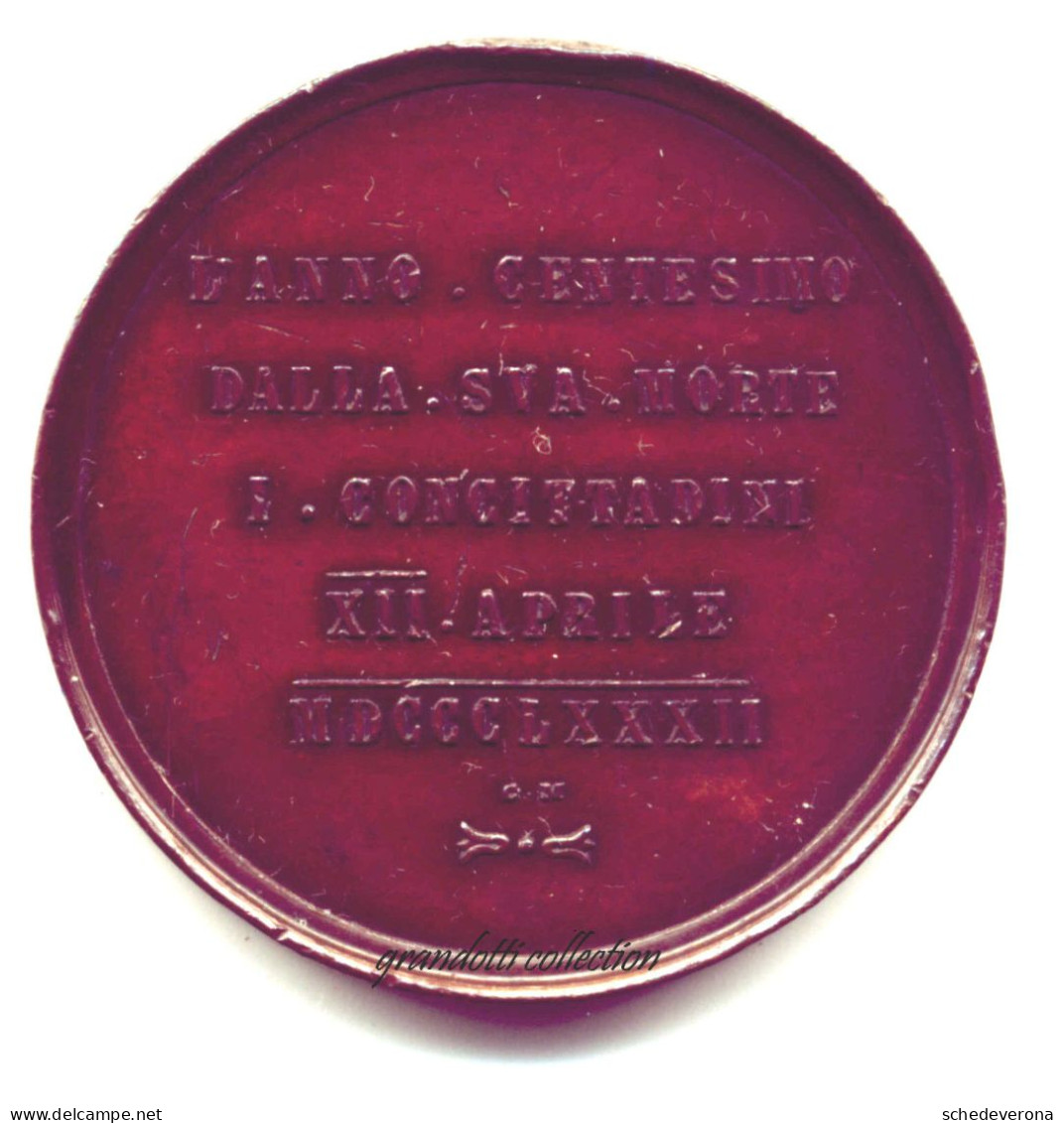 PIETRO METASTASIO ROMANO 1882 MEDAGLIA CENTENARIO MORTE - Firma's