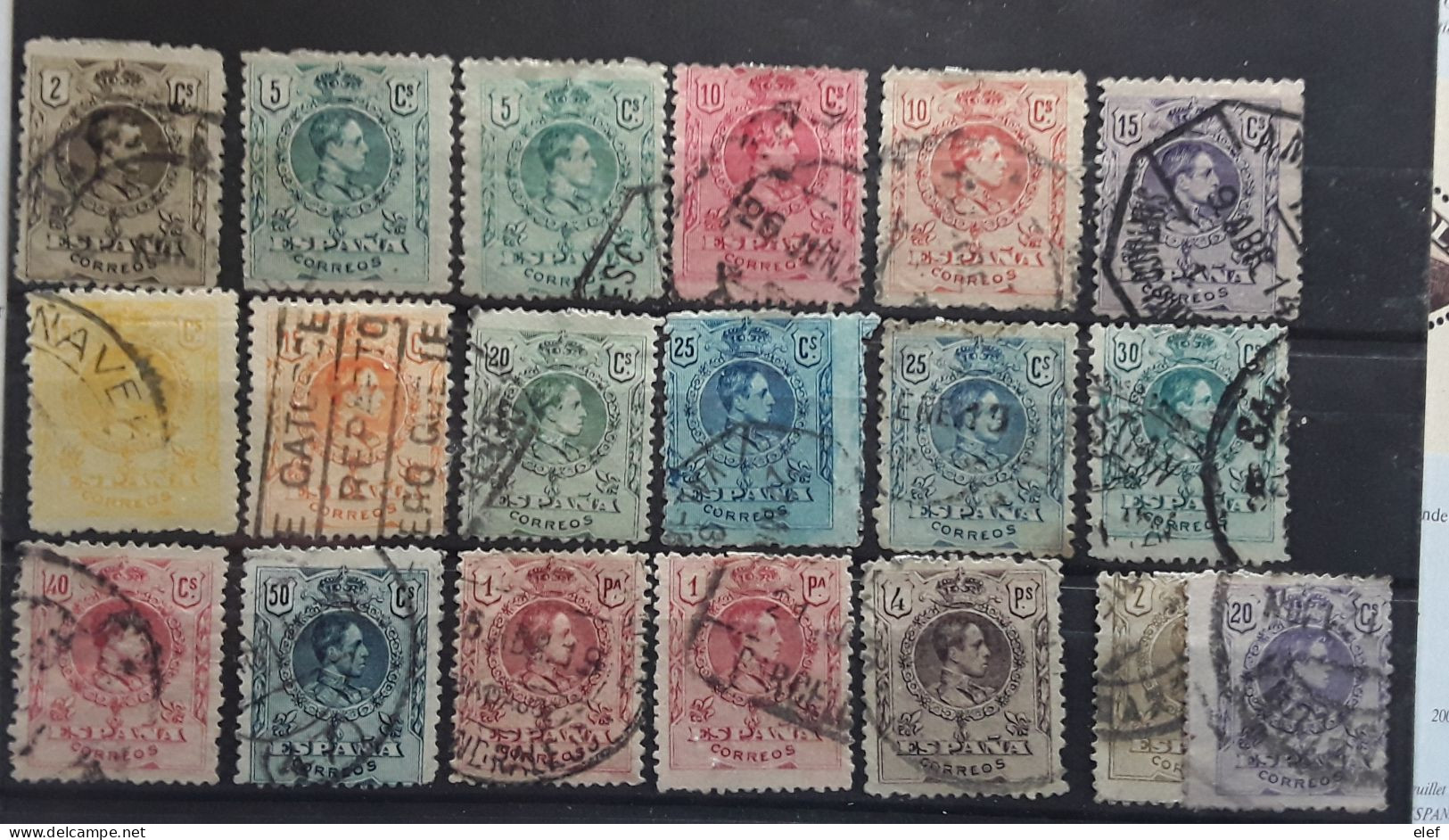 ESPANA ESPAGNE SPAIN 1909 Alfonso XIII, 19 Timbres Avec Nuances, Variétés  Yvert  242 / 253 + 255,257 Obl  TB - Usados