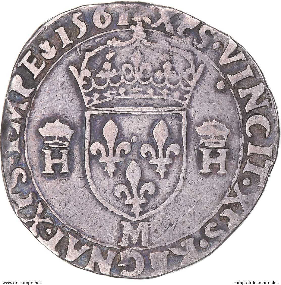 Monnaie, France, Henri II, Teston à La Tête Nue, 1561, Toulouse, Buste D, TTB - 1547-1559 Henry II