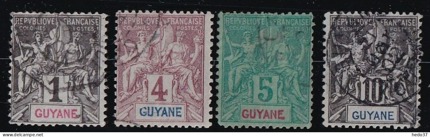 Guyane N°30 & 32/34 - Oblitéré - TB - Usati