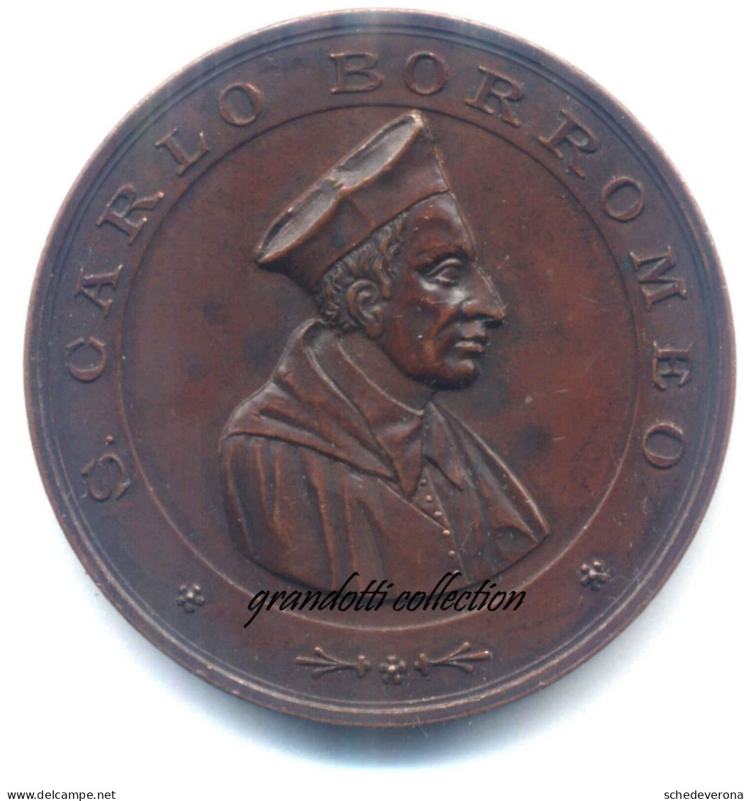 SAN CARLO BORROMEO VISITA PASTORALE SACRA FAMIGLIA 1895 MEDAGLIA RICORDO - Professionals/Firms