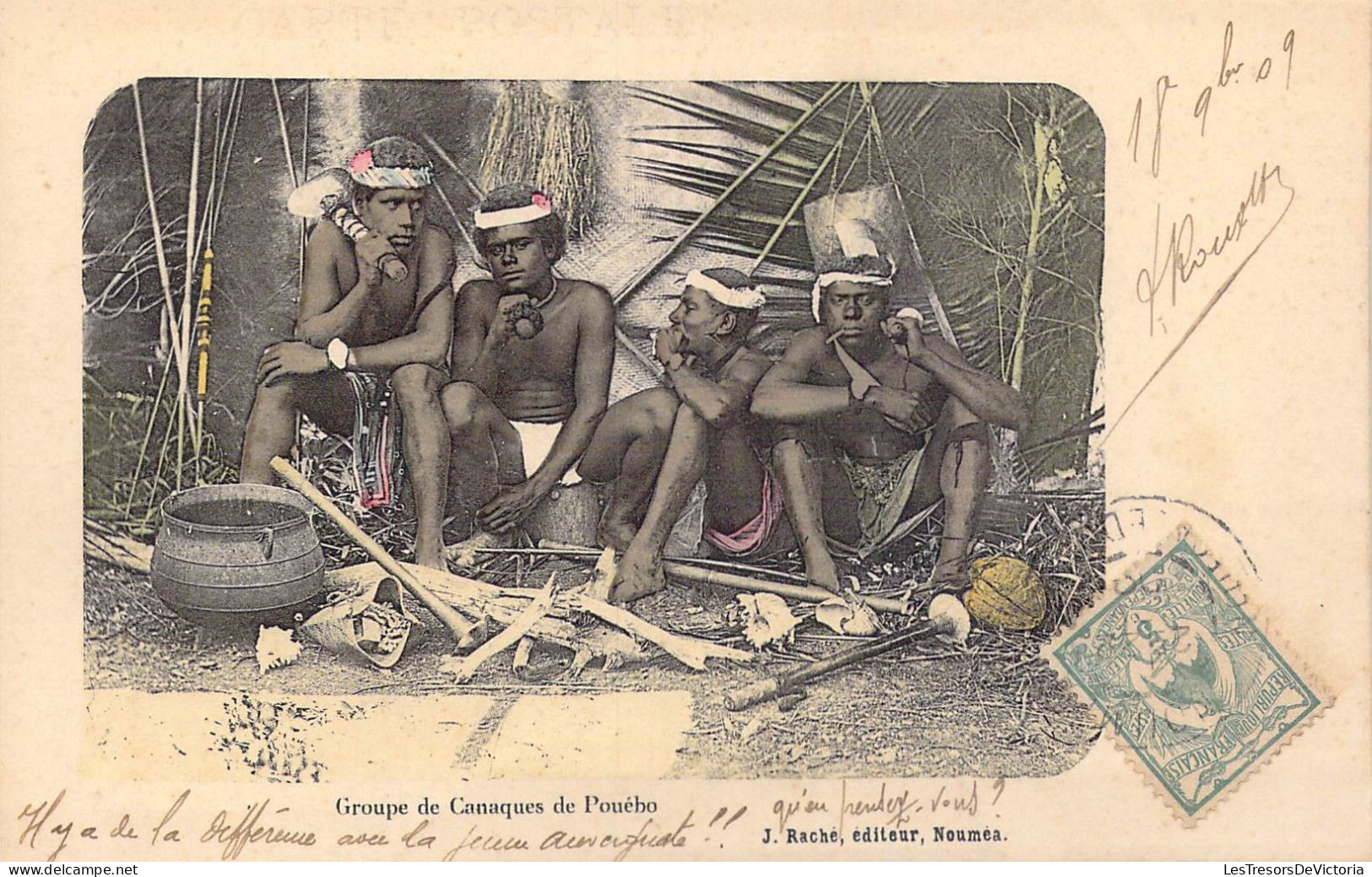 FRANCE - Nouvelle Calédonie - Groupe De Canaques De Pouébo - Carte Postale Ancienne - Nouvelle Calédonie