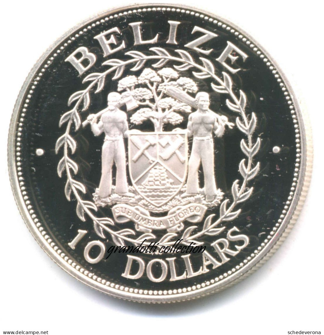 BELIZE 10 DOLLARS 1992 SILVER PROOF RARA MONETA ARGENTO - Belize