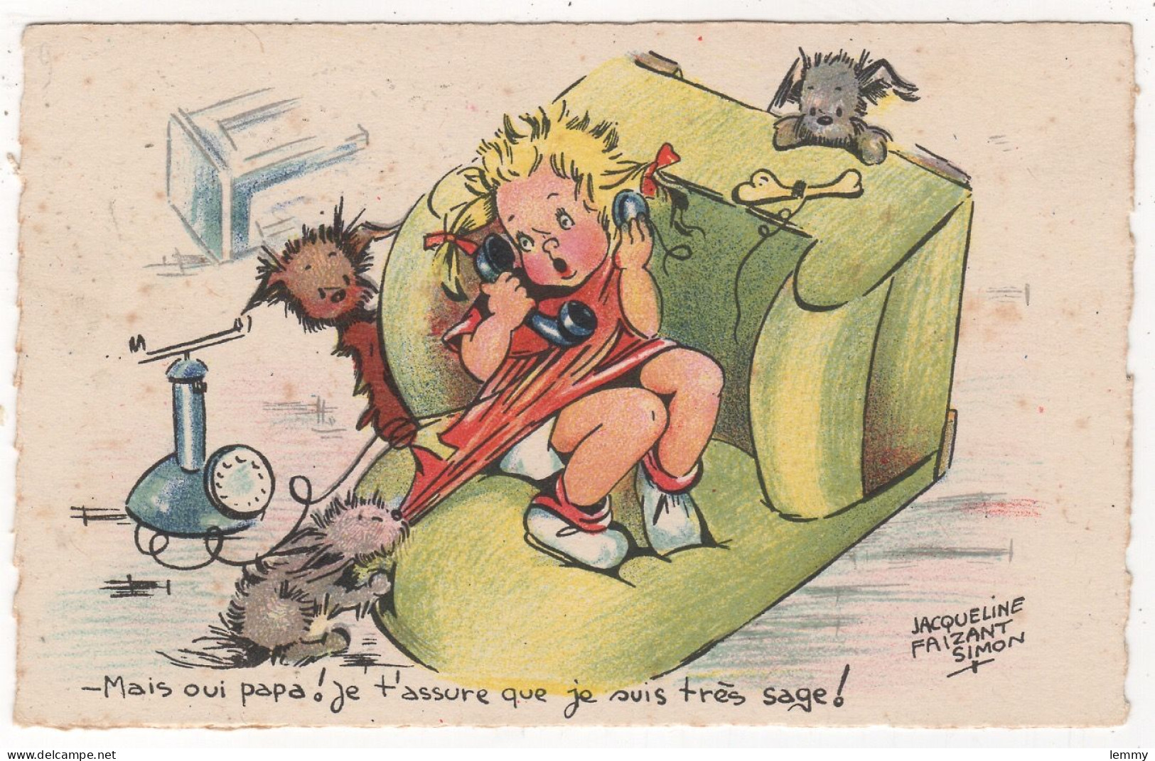 ENFANTS - HUMOUR - ILLUSTRATEUR JACQUELINE FAIZANT - CHIENS - LA SAGESSE MÊME......-  FOX 1401/56 - Faizant