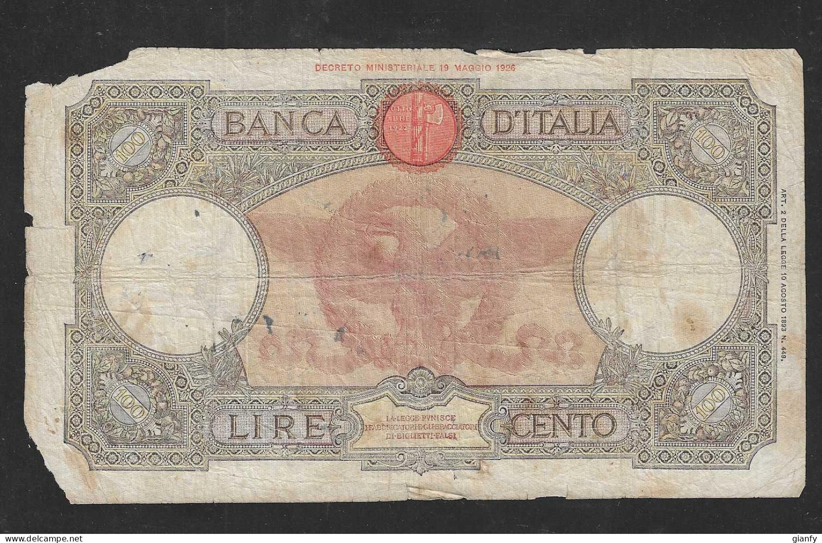 REGNO VITTORIO EMANUELE III 100 LIRE "AQUILA ROMANA" CON FASCIO 13.02.1943 - 100 Liras